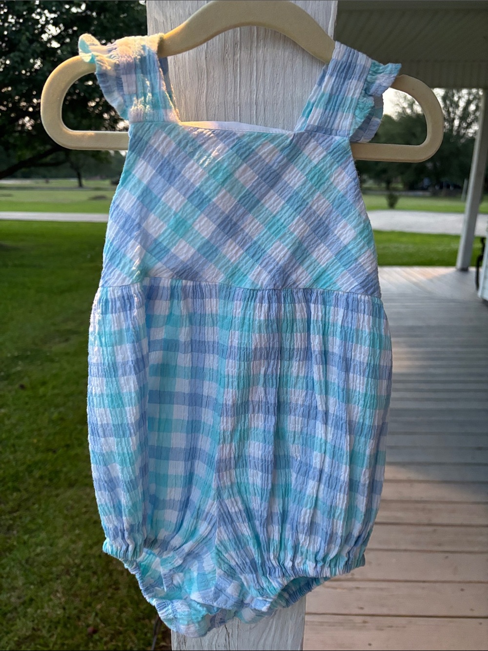 Baby Blue & White Plaid One-Piece Bodysuit